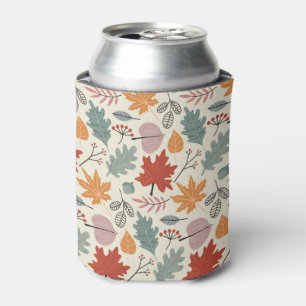 Porta-lata Padrão de Folhas de outono e Bolotas de Vintage