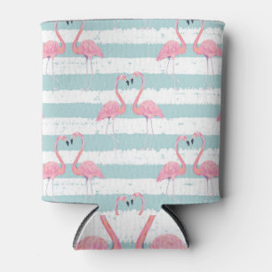 Porta-lata Padrão de Fundo Flamingo Exótico