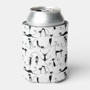 Porta-lata Padrão de Gato Preto Esbranquiçado Whimsical