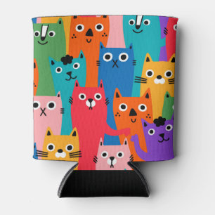 Porta-lata Padrão de gatos coloridos