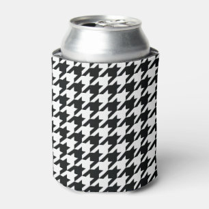Porta-lata Padrão de Houndstooth Preto Branco