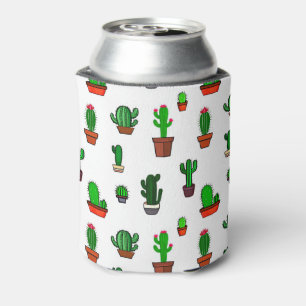 Porta-lata Padrão de ilustrações de cacto fofo Branco