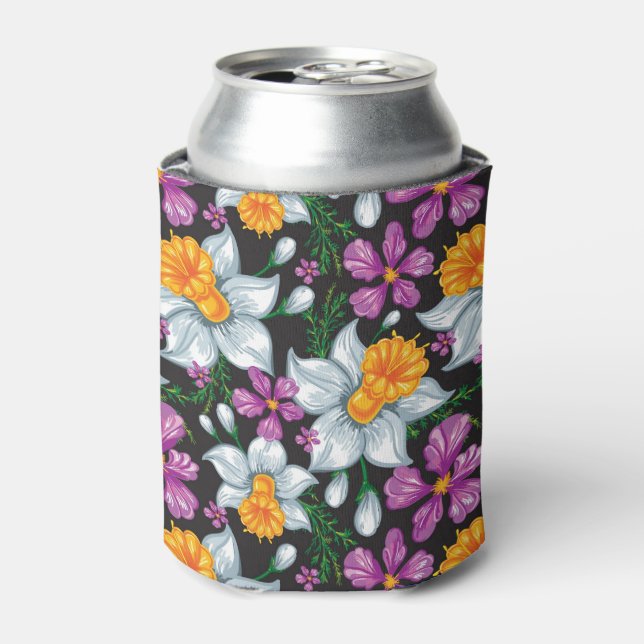Porta-lata Padrão de legância com flores narcisas 2 (Can Front)