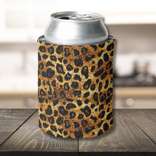 Porta-lata Padrão de Leopardo Luxuoso Dourado Marrom Ferrugem