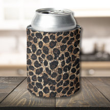Padrão de Leopardo Preto Marrom Dourado Brilhante