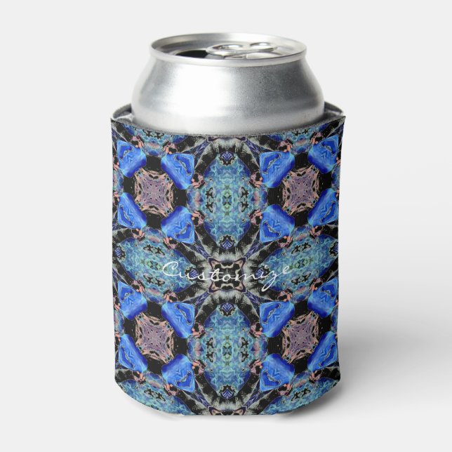Porta-lata Padrão de mandala azul com corações Thunder_Cove (Can Front)