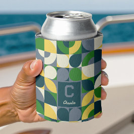 Porta-lata Padrão de Monograma Geométrico Modern Bauhaus Abst