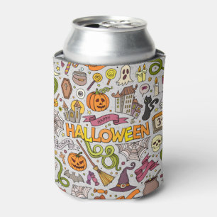 Porta-lata Padrão de Objetos Coloridos de Halloween com Rabis