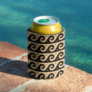 Porta-lata Padrão de Onda Mediterrâneo, Fret Grego, Marrom