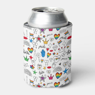 Porta-lata Padrão de Orgulho gay Doodle
