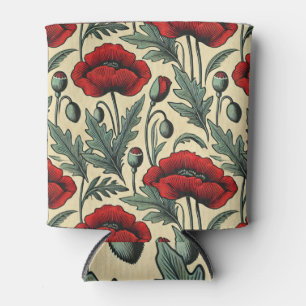 Porta-lata Padrão de Papagaios Vermelhos Inspirados na Vintag
