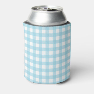 Porta-lata Padrão de Pastel Gingham Azul Claro