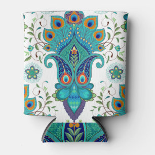 Porta-lata Padrão de penas de pavão oriental.