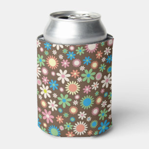 Porta-lata Padrão de Poder de Flor Marrom Fofo