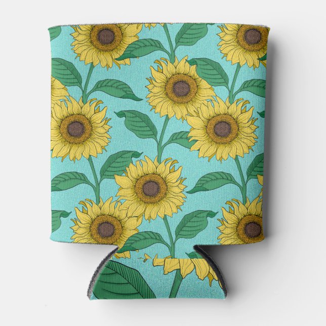 Porta-lata Padrão de repetição da imagem de girassol (Frente)