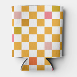 Porta-lata Padrão de Verificação Amarelo Moderno