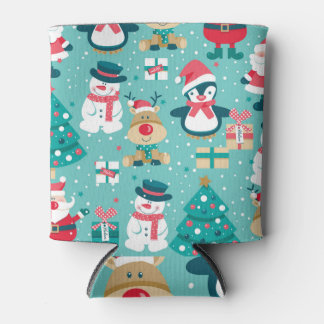 Porta-lata Padrão de Vintage Natal do Papai Noel