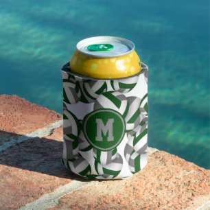 Porta-lata Padrão de voleis cinza verde com monograma do joga