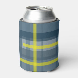 Porta-lata Padrão de xadrez azul e amarelo