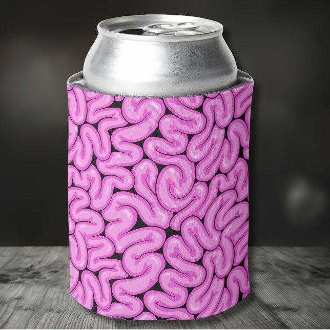 Porta-lata Padrão do Cérebro Zombie (Cute Fun Pink Zombie Brain Pattern Happy Halloween Can Cooler)