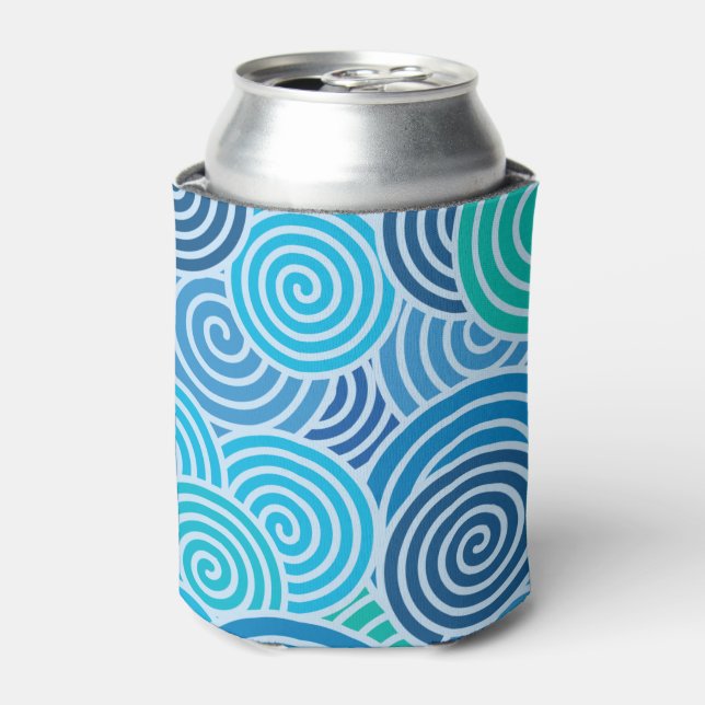 Porta-lata Padrão Espiral Azul Moderno (Can Front)