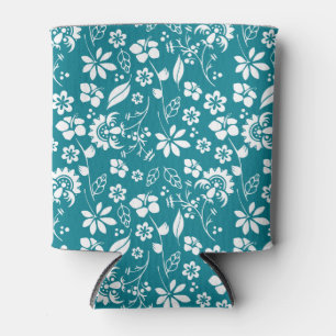 Porta-lata Padrão Floral Azul-Teal Turquesa Tropical