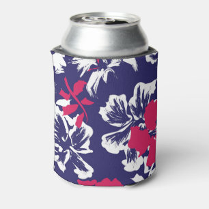Porta-lata Padrão Floral Azul Vermelho Abstrato Tropical da M