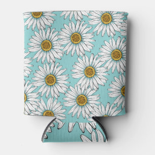 Porta-lata Padrão Floral da margarida azul