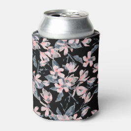 Porta-lata Padrão Floral de Aquarela Rosa e Cinza