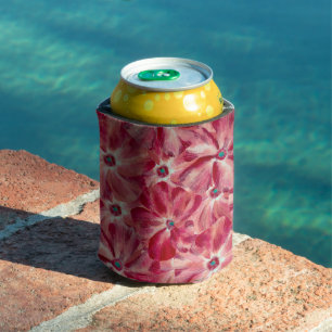 Porta-lata Padrão Floral de Aquarela Vermelha Moderna