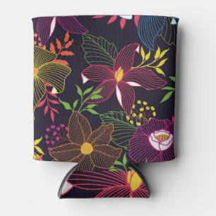 Porta-lata Padrão floral elegante, design artístico.