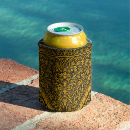 Porta-lata Padrão Floral Indígena Dourado e Preto Vintage