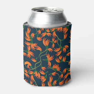 Porta-lata Padrão Floral Laranja Fluido