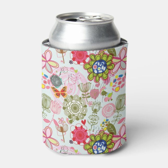 Porta-lata Padrão floral no estilo retrô 2 (Can Front)