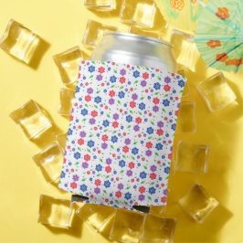 Porta-lata Padrão Floral Vibrante em Aquarela com Flores Silv