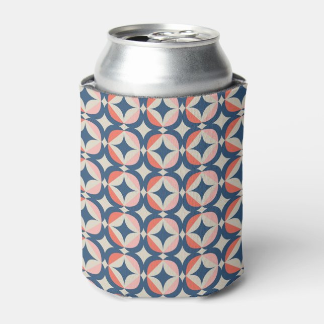 Porta-lata Padrão Geométrico Azul e Coral (Can Front)