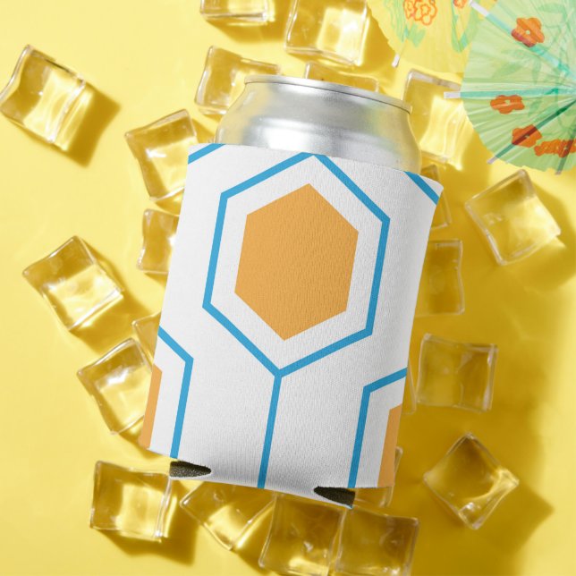 Porta-lata Padrão geométrico do abstrato hexágono no preto la (Verão in situ)