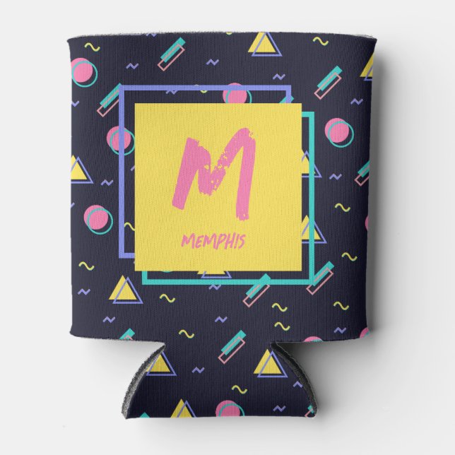 Porta-lata Padrão geométrico do tapete retrô personalizável d (Frente)