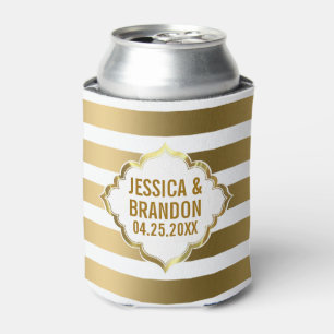 Porta-lata Padrão Geométrico Dourado Monograma 2