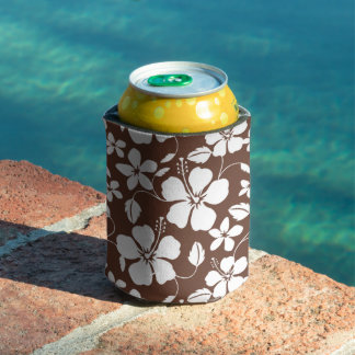 PORTA-LATA PADRÃO HAWAIIANO HULA (HIBÍSCUS) EM MARROM