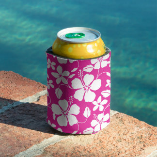 PORTA-LATA PADRÃO HAWAIIANO HULA (HIBÍSCUS) EM ROSA-CHOQUE