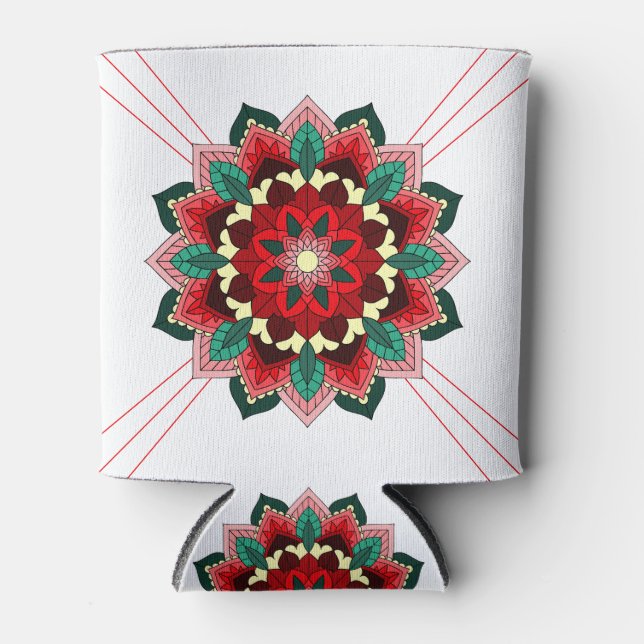 Porta-lata Padrão Mandala 02 em latas vermelhas (Frente)