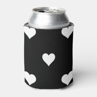Porta-lata Padrão Minimalista do Coração Negro e Branco