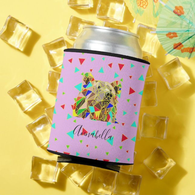 Porta-lata Padrão moderno do triângulo do urso Cinza Rosa (Verão in situ)