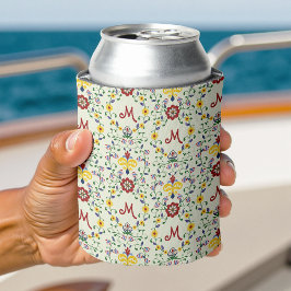 Porta-lata Padrão nórdico do Monograma Rosemaling escandinavo