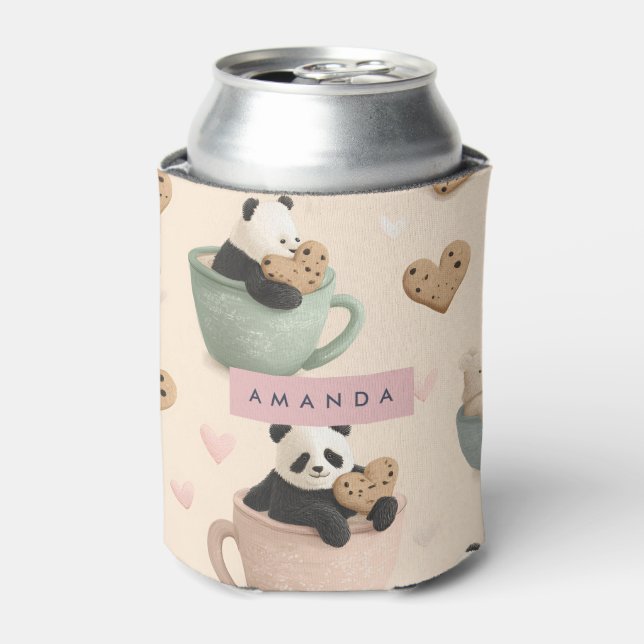 Porta-lata Padrão Personalizado de Panda e Urso Fofos (Can Front)