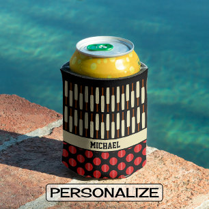 Porta-lata Padrão personalizado do críquete preto vermelho