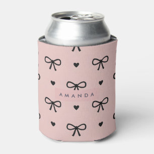 Porta-lata Padrão Pessoal de Arco e Coração Cor-de-Rosa Chic 