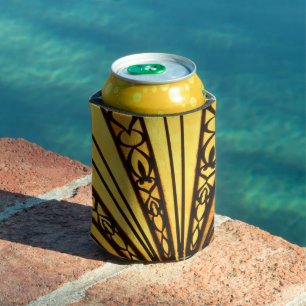 Porta-lata Padrão radiante amarelo e preto