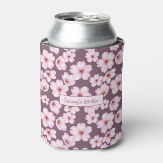 Porta-lata padrão retrô floral. A cozinha da vovó. Texto.